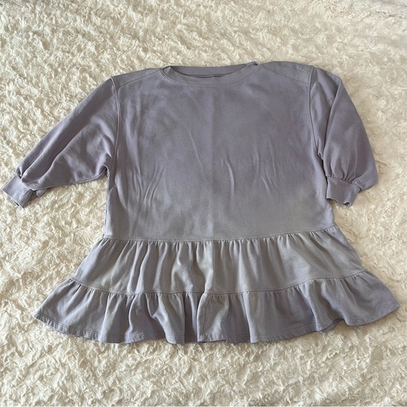 We The Free Tops - We The Free by Free People - Ruffle Hem Sweatshirt XS Purple Lilac Peplum Tunic